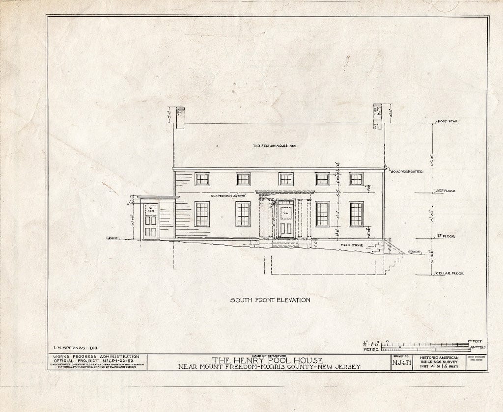 Blueprint HABS NJ,14-MOUFR.V,1- (Sheet 4 of 16) - Henry Pool House, County Road No. 20, Mount Freedom, Morris County, NJ
