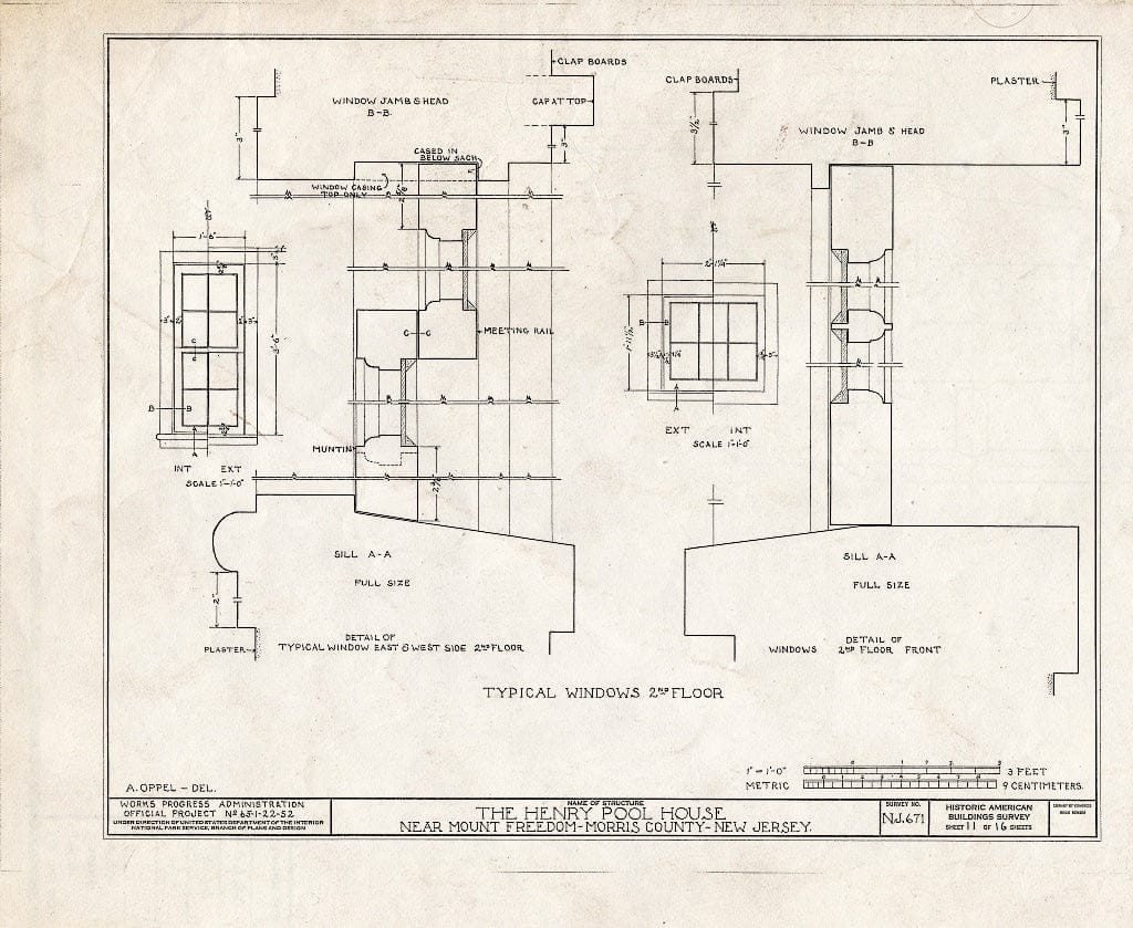 Blueprint HABS NJ,14-MOUFR.V,1- (Sheet 11 of 16) - Henry Pool House, County Road No. 20, Mount Freedom, Morris County, NJ
