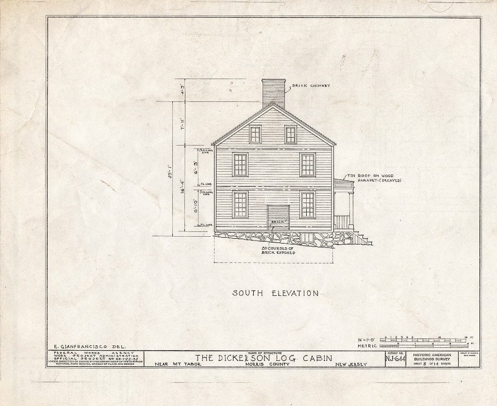 Blueprint HABS NJ,14-MOUTA.V,1- (Sheet 5 of 14) - Thomas Dickerson House, Tabor, Morris County, NJ