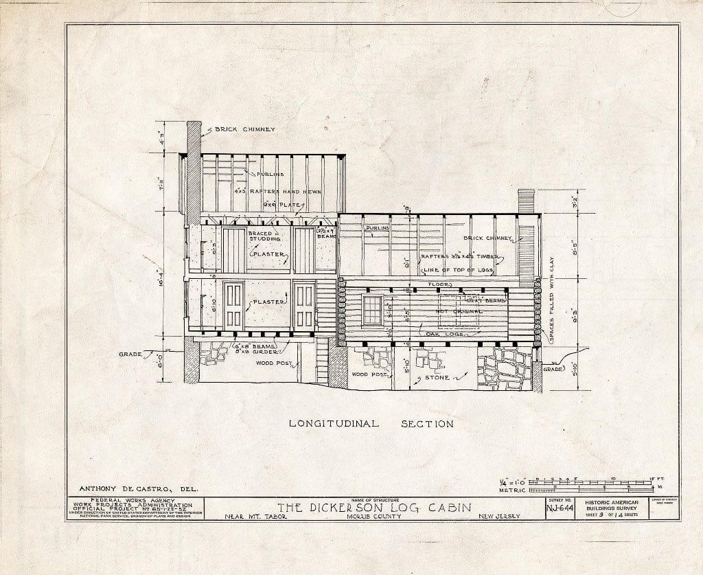 Blueprint HABS NJ,14-MOUTA.V,1- (Sheet 9 of 14) - Thomas Dickerson House, Tabor, Morris County, NJ