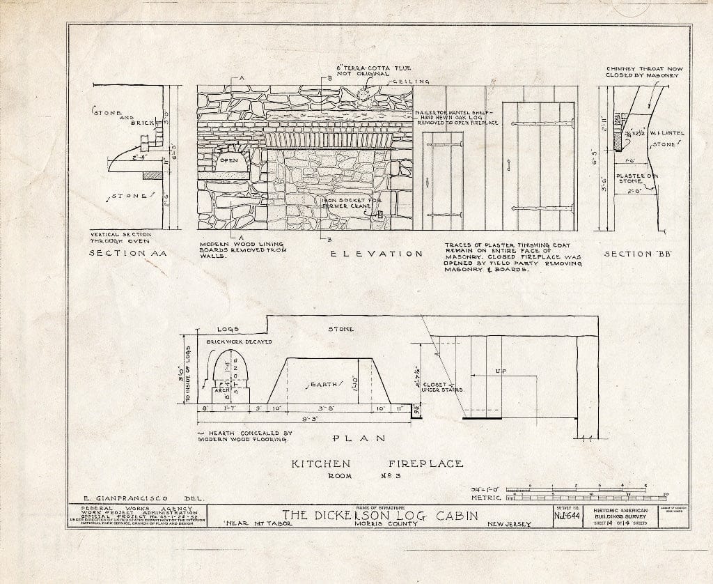 Blueprint HABS NJ,14-MOUTA.V,1- (Sheet 14 of 14) - Thomas Dickerson House, Tabor, Morris County, NJ