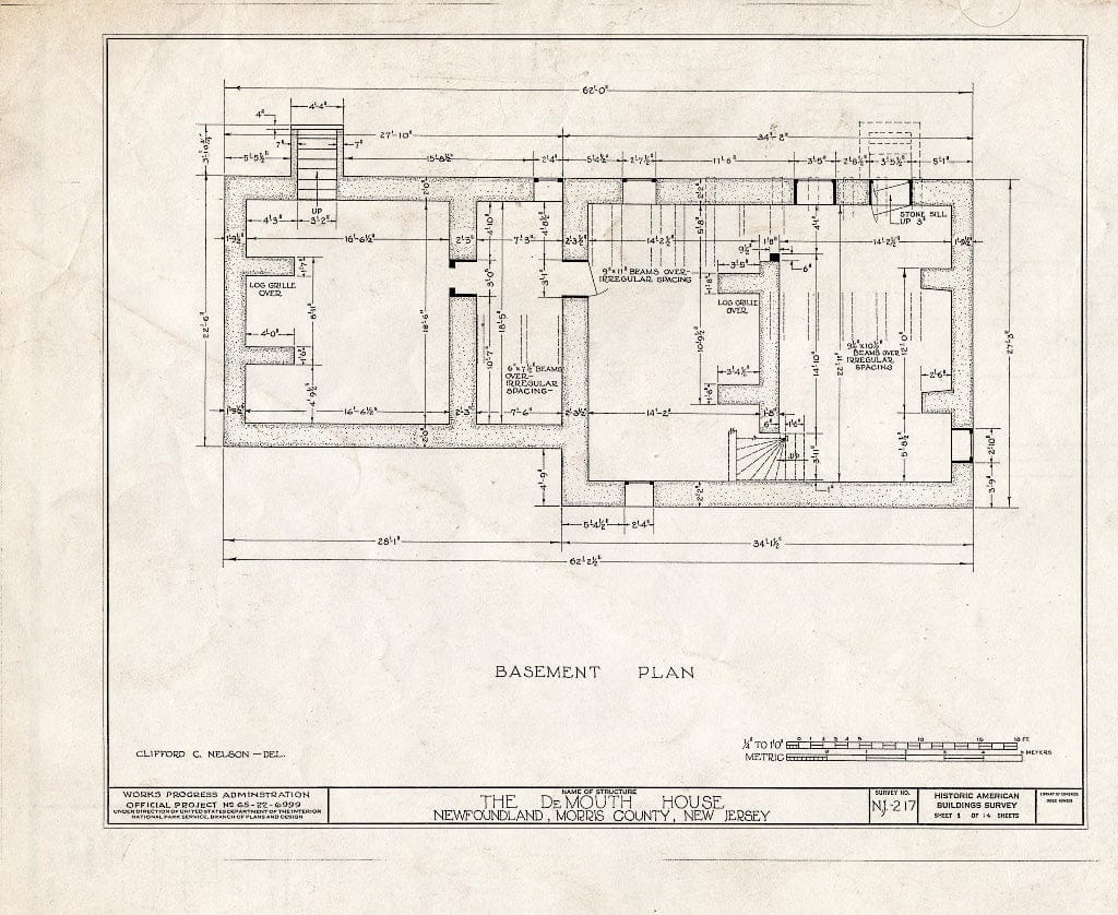 Blueprint HABS NJ,14-NEWFO,1- (Sheet 1 of 14) - DeMouth-Snyder House, Green Pond Road, Newfoundland, Passaic County, NJ