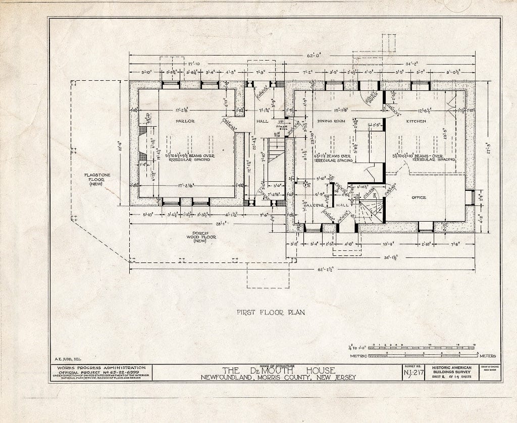 Blueprint HABS NJ,14-NEWFO,1- (Sheet 2 of 14) - DeMouth-Snyder House, Green Pond Road, Newfoundland, Passaic County, NJ