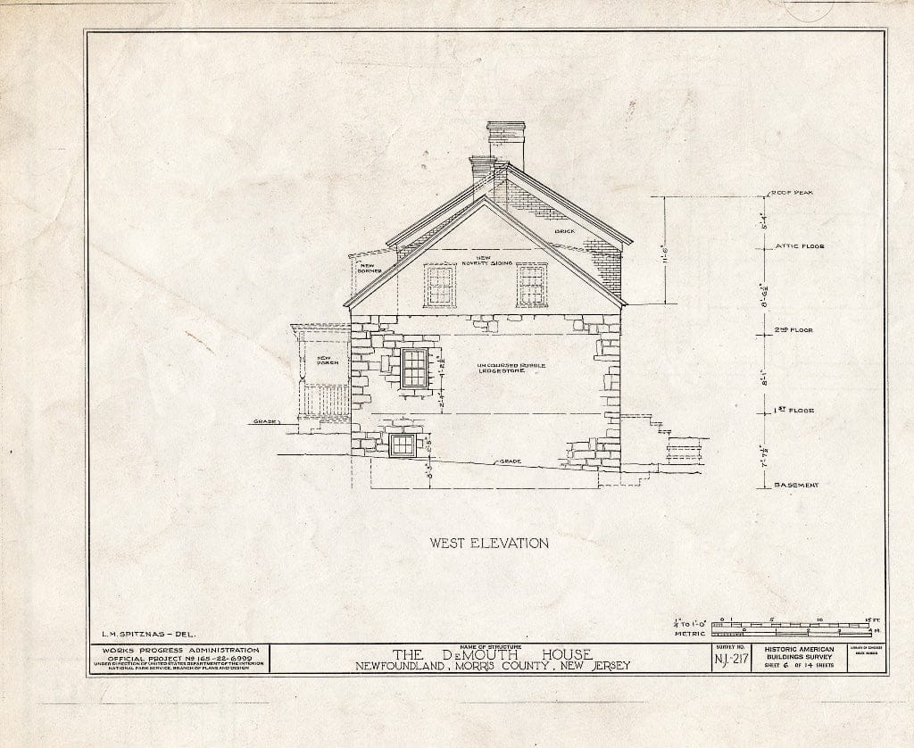 Blueprint HABS NJ,14-NEWFO,1- (Sheet 6 of 14) - DeMouth-Snyder House, Green Pond Road, Newfoundland, Passaic County, NJ