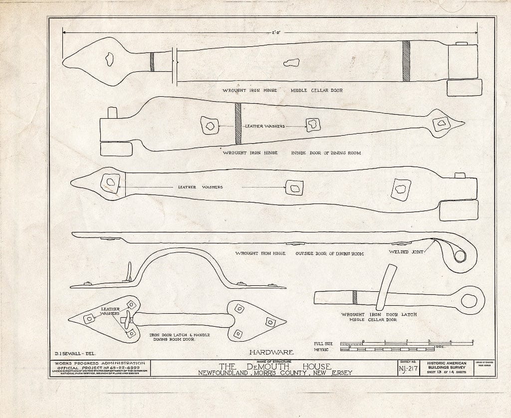 Blueprint HABS NJ,14-NEWFO,1- (Sheet 13 of 14) - DeMouth-Snyder House, Green Pond Road, Newfoundland, Passaic County, NJ