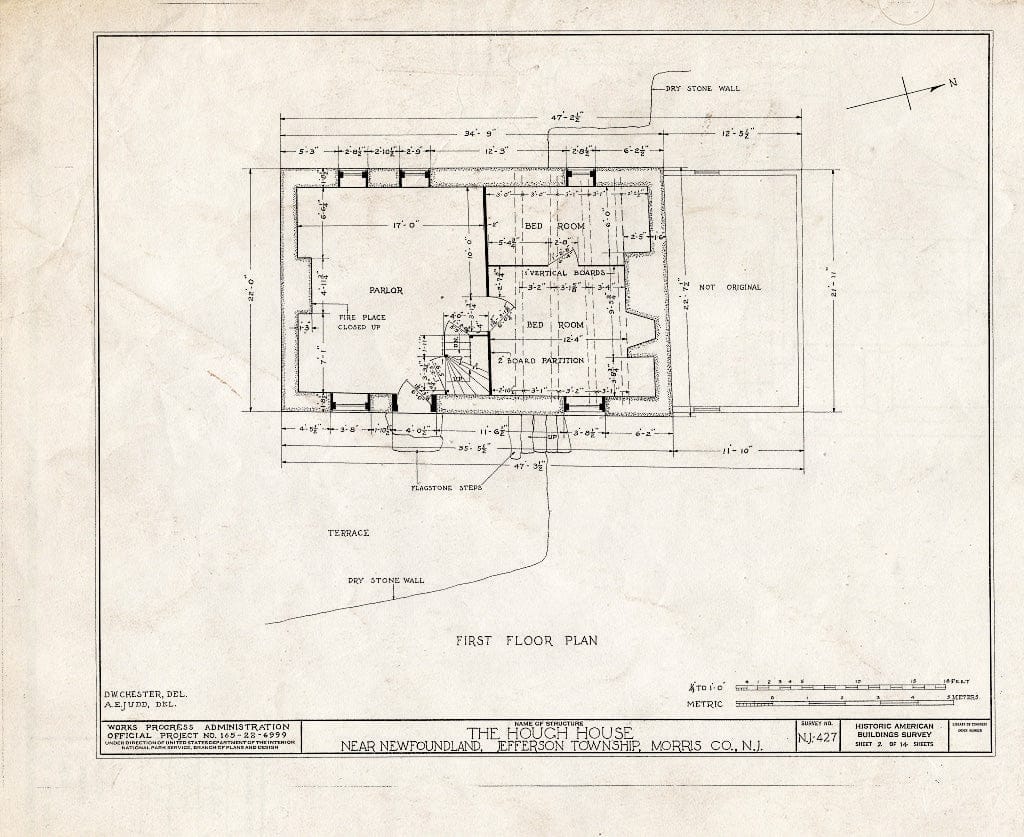 Blueprint HABS NJ,14-NEWFO.V,1- (Sheet 2 of 14) - Weaver-Hough House, Newfoundland, Passaic County, NJ