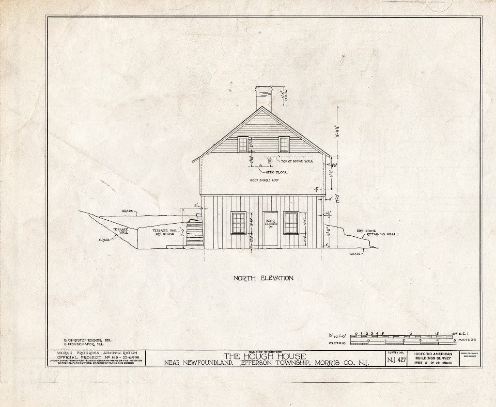 Blueprint HABS NJ,14-NEWFO.V,1- (Sheet 5 of 14) - Weaver-Hough House, Newfoundland, Passaic County, NJ