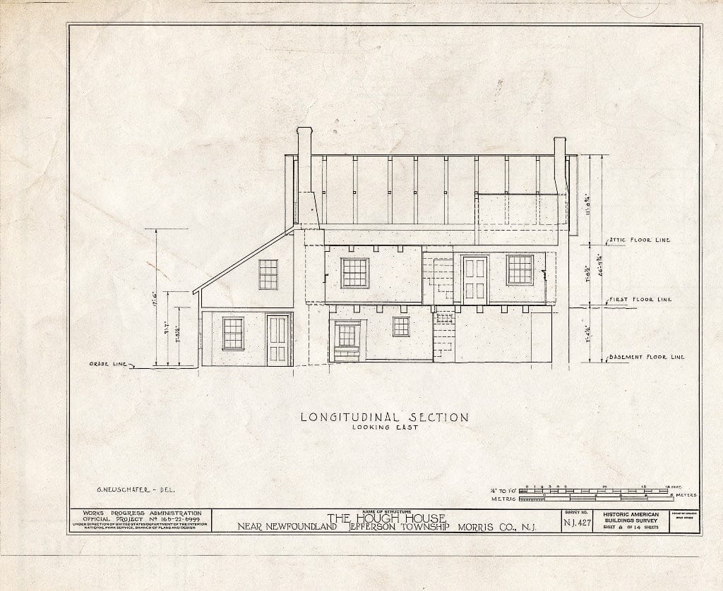Blueprint HABS NJ,14-NEWFO.V,1- (Sheet 8 of 14) - Weaver-Hough House, Newfoundland, Passaic County, NJ