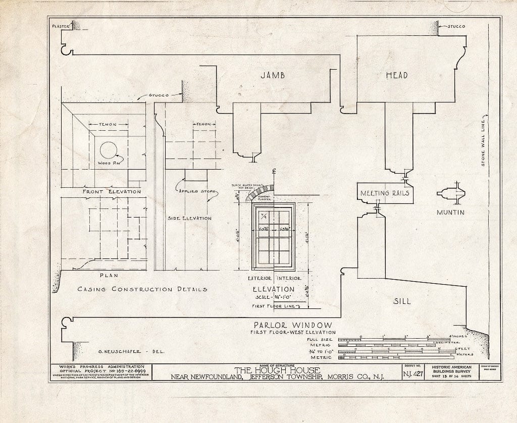 Blueprint HABS NJ,14-NEWFO.V,1- (Sheet 13 of 14) - Weaver-Hough House, Newfoundland, Passaic County, NJ