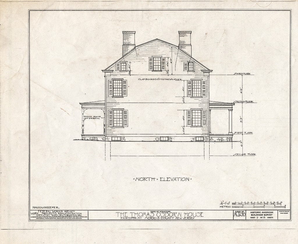 Blueprint HABS NJ,14-PAR.V,1- (Sheet 7 of 16) - Thomas Osborn House, Parsippany Road, Parsippany, Morris County, NJ
