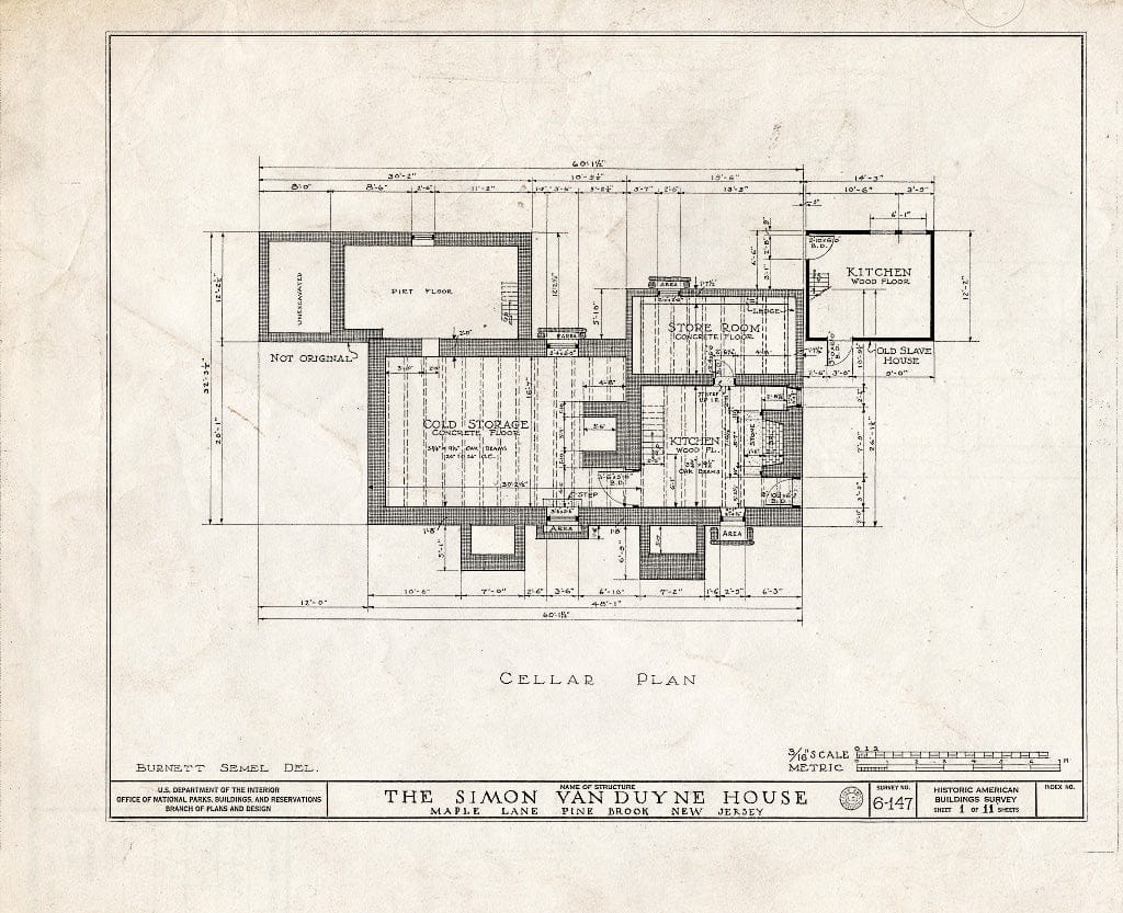 Blueprint HABS NJ,14-PIBR,1- (Sheet 1 of 11) - Simon Van Duyne House, Maple Lane & Hook Mountain Road, Pine Brook, Morris County, NJ