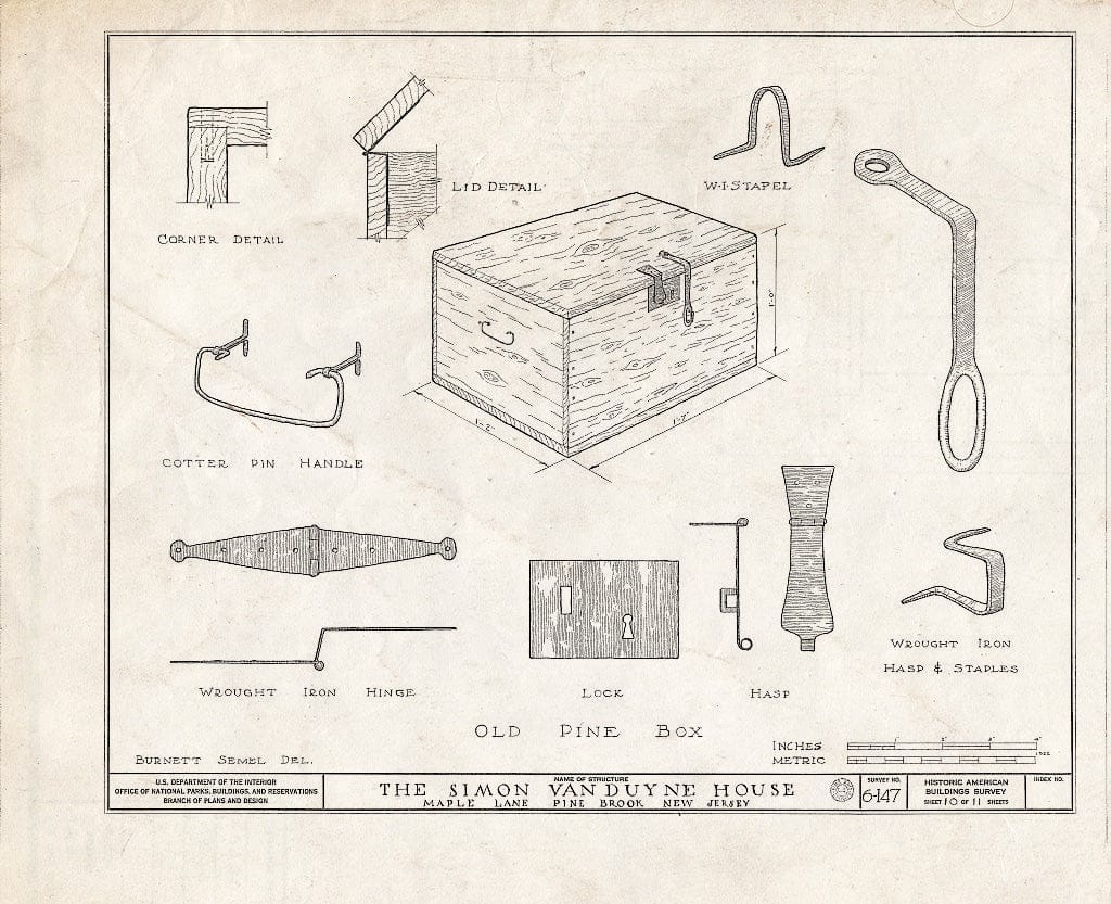 Blueprint HABS NJ,14-PIBR,1- (Sheet 10 of 11) - Simon Van Duyne House, Maple Lane & Hook Mountain Road, Pine Brook, Morris County, NJ