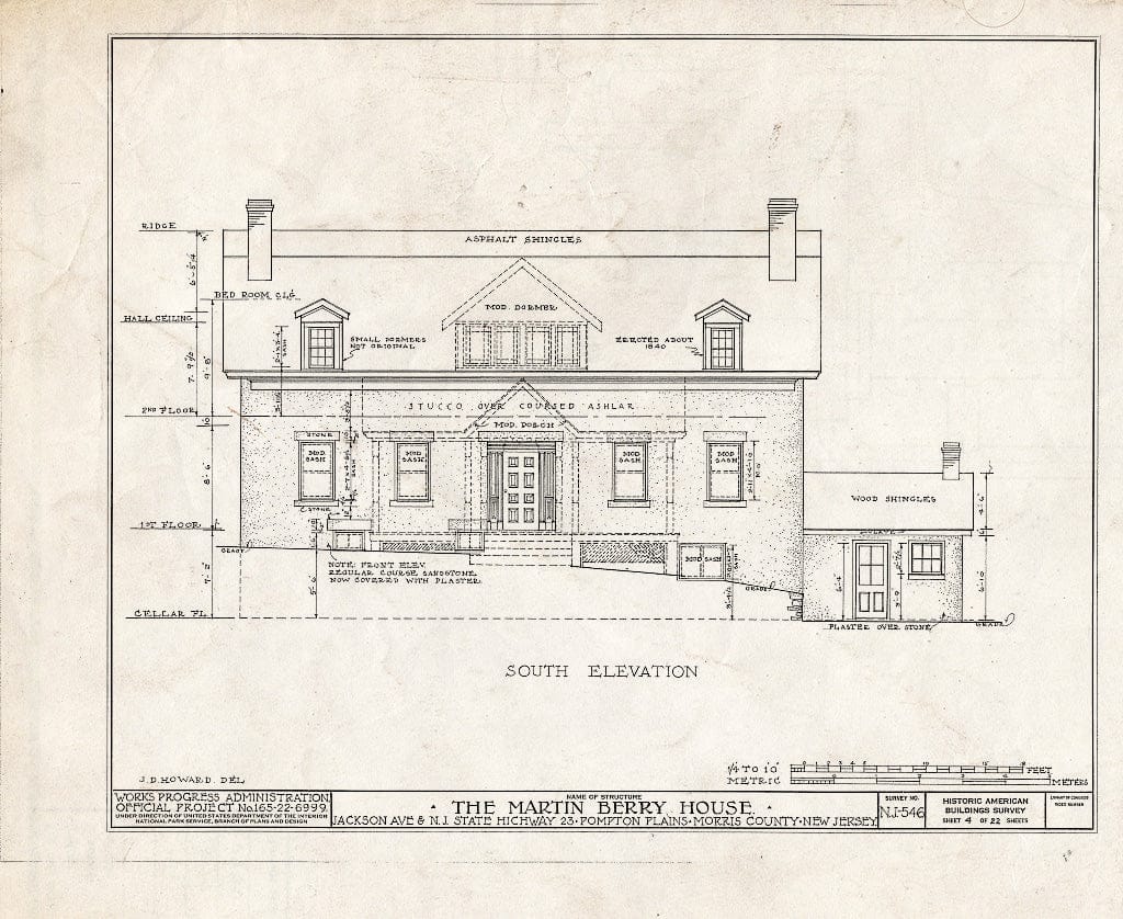 Blueprint HABS NJ,14-POMPL,2- (Sheet 4 of 22) - Martin Berry House, Jackson Avenue & Route 23, Pompton Plains, Morris County, NJ