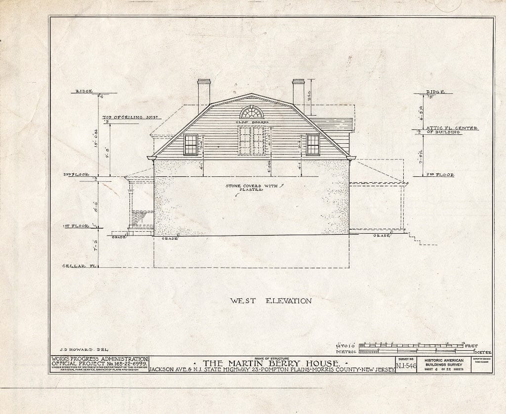 Blueprint HABS NJ,14-POMPL,2- (Sheet 6 of 22) - Martin Berry House, Jackson Avenue & Route 23, Pompton Plains, Morris County, NJ