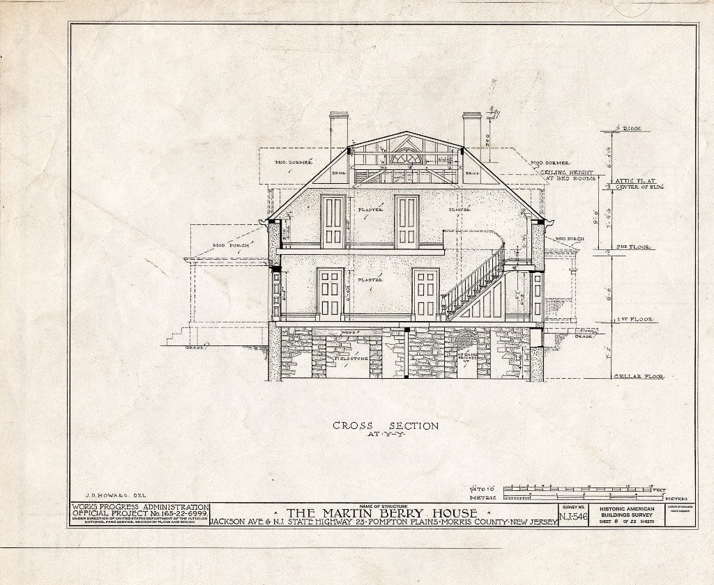Blueprint HABS NJ,14-POMPL,2- (Sheet 8 of 22) - Martin Berry House, Jackson Avenue & Route 23, Pompton Plains, Morris County, NJ