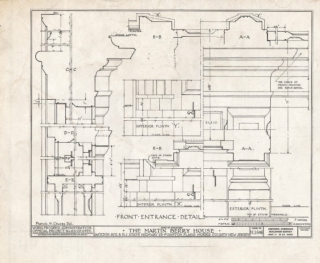 Blueprint HABS NJ,14-POMPL,2- (Sheet 11 of 22) - Martin Berry House, Jackson Avenue & Route 23, Pompton Plains, Morris County, NJ