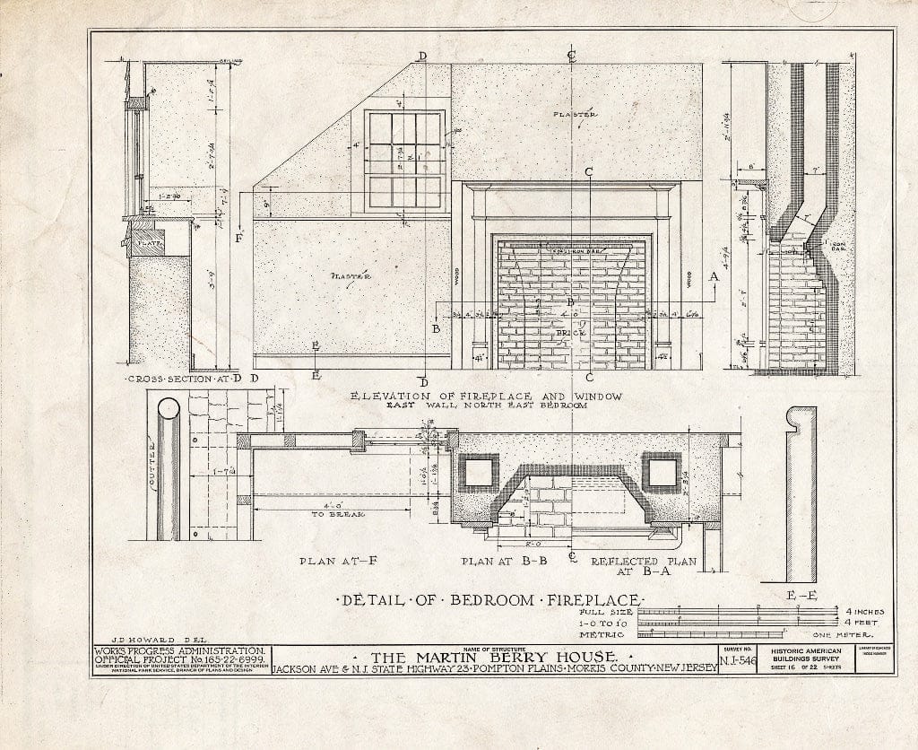 Blueprint HABS NJ,14-POMPL,2- (Sheet 16 of 22) - Martin Berry House, Jackson Avenue & Route 23, Pompton Plains, Morris County, NJ