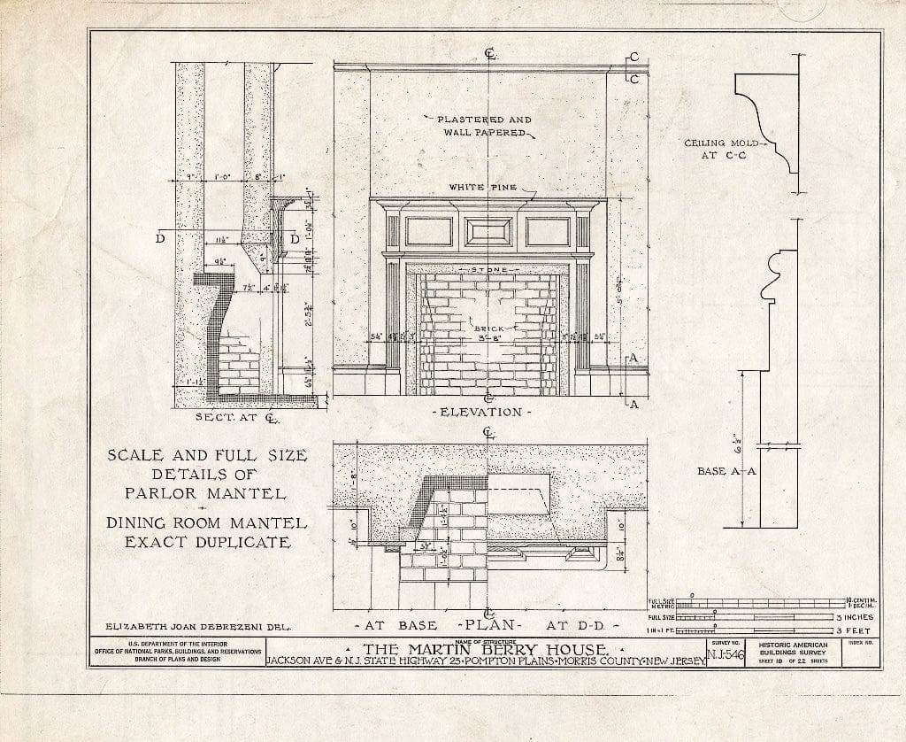 Blueprint HABS NJ,14-POMPL,2- (Sheet 18 of 22) - Martin Berry House, Jackson Avenue & Route 23, Pompton Plains, Morris County, NJ