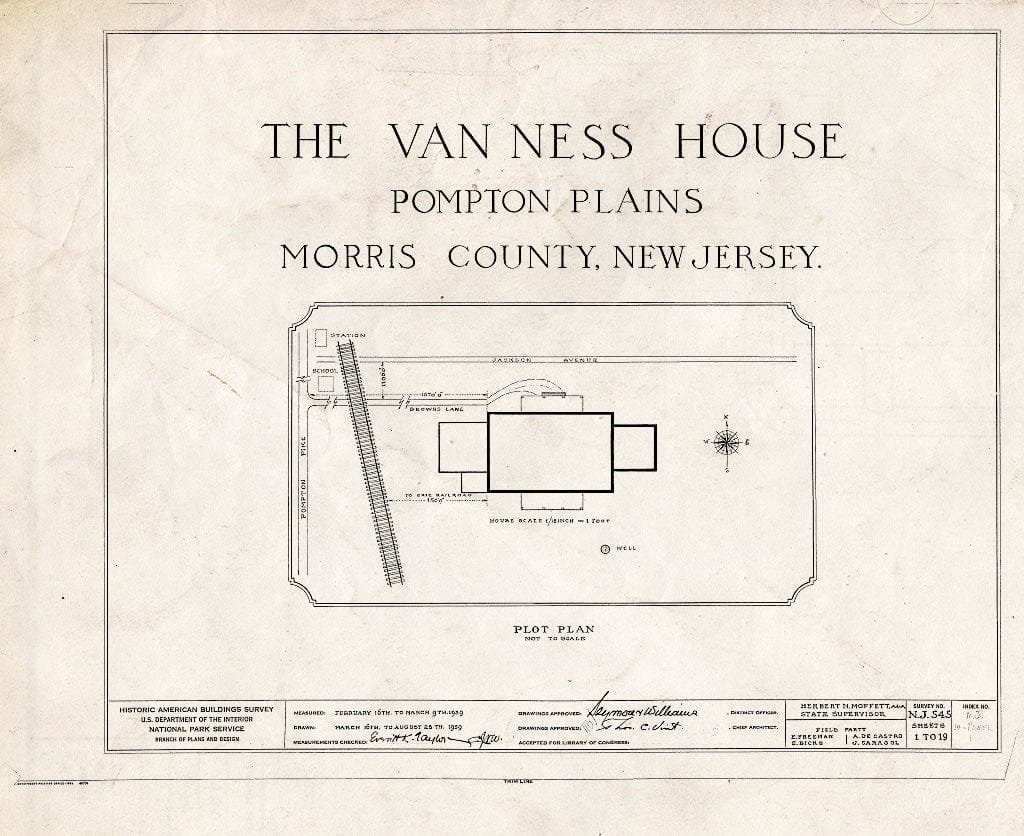 Blueprint HABS NJ,14-POMPL,1- (Sheet 0 of 19) - Van Ness House, Jackson Avenue & Pompton Pine, Pompton Plains, Morris County, NJ