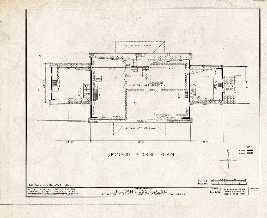 Blueprint HABS NJ,14-POMPL,1- (Sheet 3 of 19) - Van Ness House, Jackson Avenue & Pompton Pine, Pompton Plains, Morris County, NJ