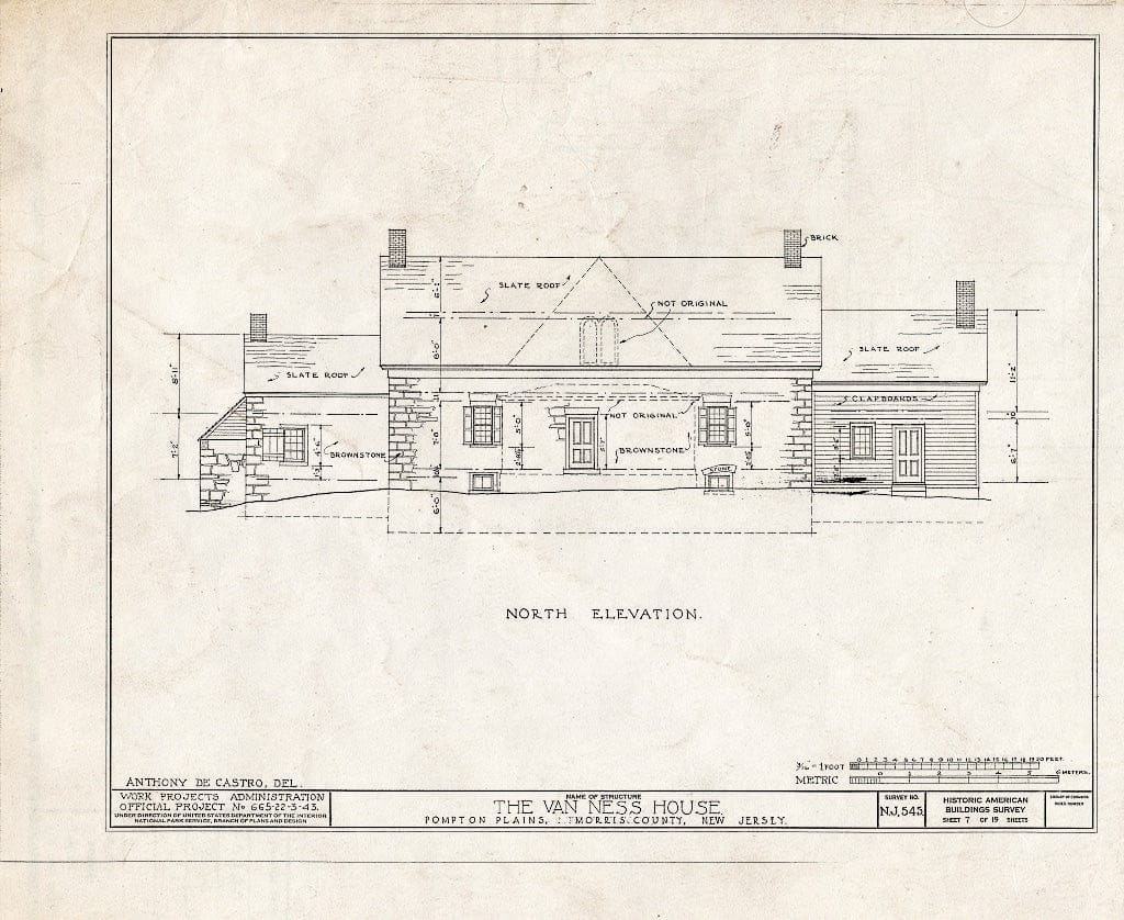 Blueprint HABS NJ,14-POMPL,1- (Sheet 7 of 19) - Van Ness House, Jackson Avenue & Pompton Pine, Pompton Plains, Morris County, NJ