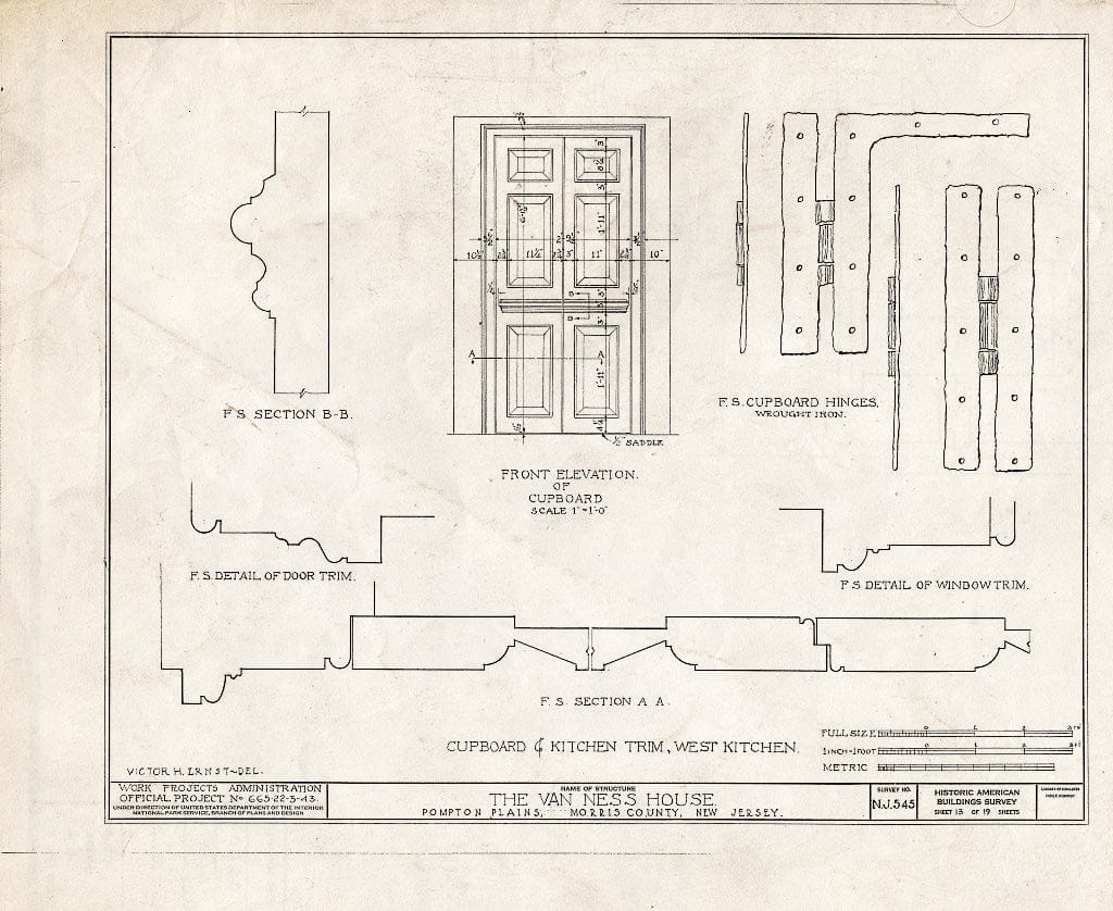 Blueprint HABS NJ,14-POMPL,1- (Sheet 13 of 19) - Van Ness House, Jackson Avenue & Pompton Pine, Pompton Plains, Morris County, NJ