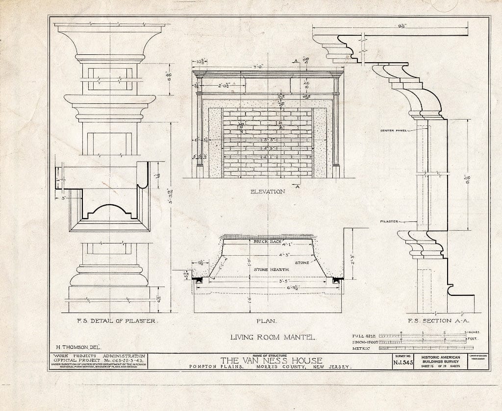 Blueprint HABS NJ,14-POMPL,1- (Sheet 16 of 19) - Van Ness House, Jackson Avenue & Pompton Pine, Pompton Plains, Morris County, NJ