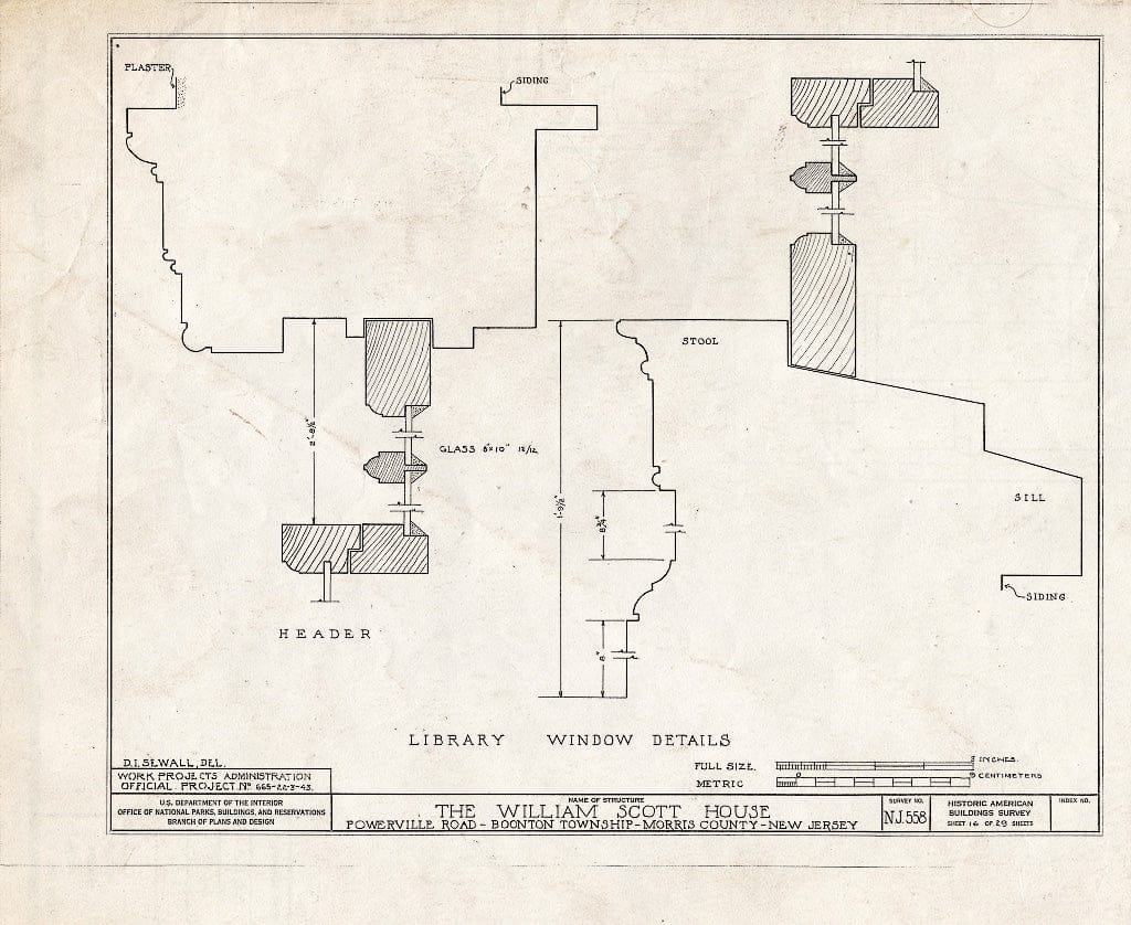 Blueprint HABS NJ,14-POWVI,2- (Sheet 16 of 29) - William Scott Mansion House, Powerville Road, Powerville, Morris County, NJ