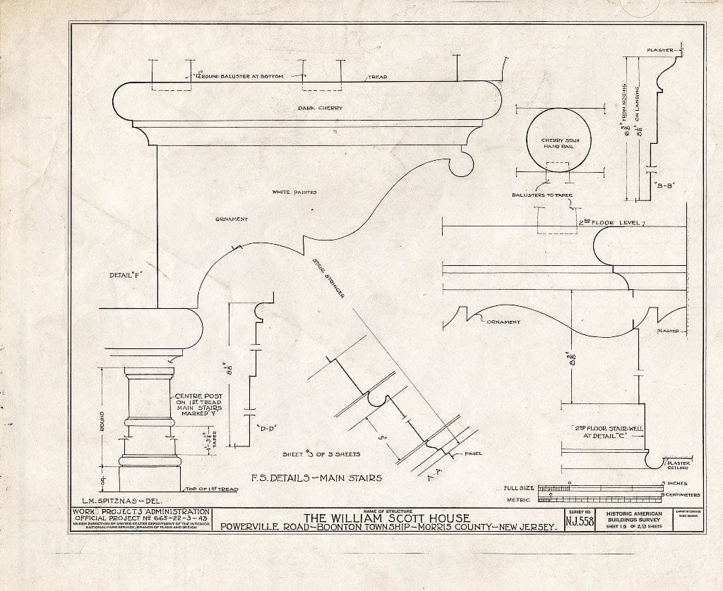 Blueprint HABS NJ,14-POWVI,2- (Sheet 19 of 29) - William Scott Mansion House, Powerville Road, Powerville, Morris County, NJ