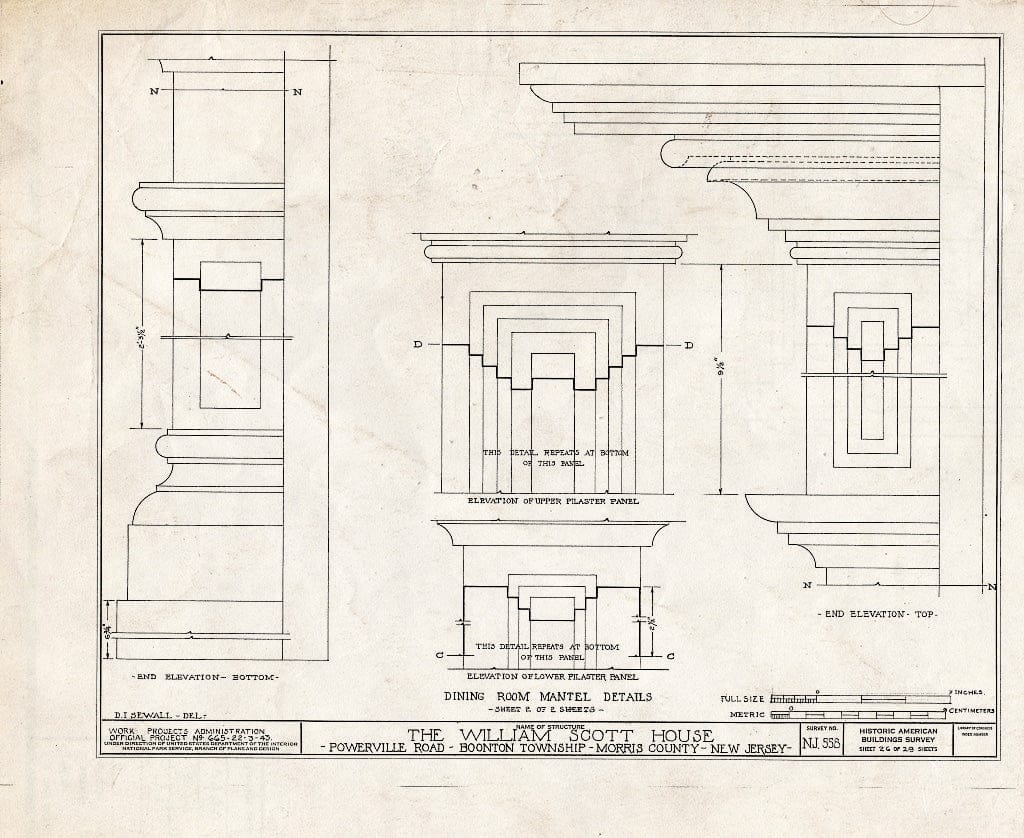 Blueprint HABS NJ,14-POWVI,2- (Sheet 26 of 29) - William Scott Mansion House, Powerville Road, Powerville, Morris County, NJ