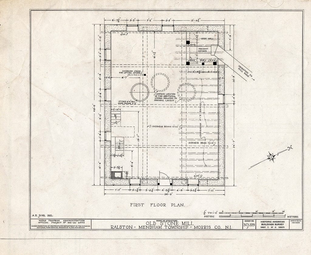 Blueprint HABS NJ,14-RAL,1- (Sheet 2 of 8) - John Ralston Mill, Ralston, Morris County, NJ