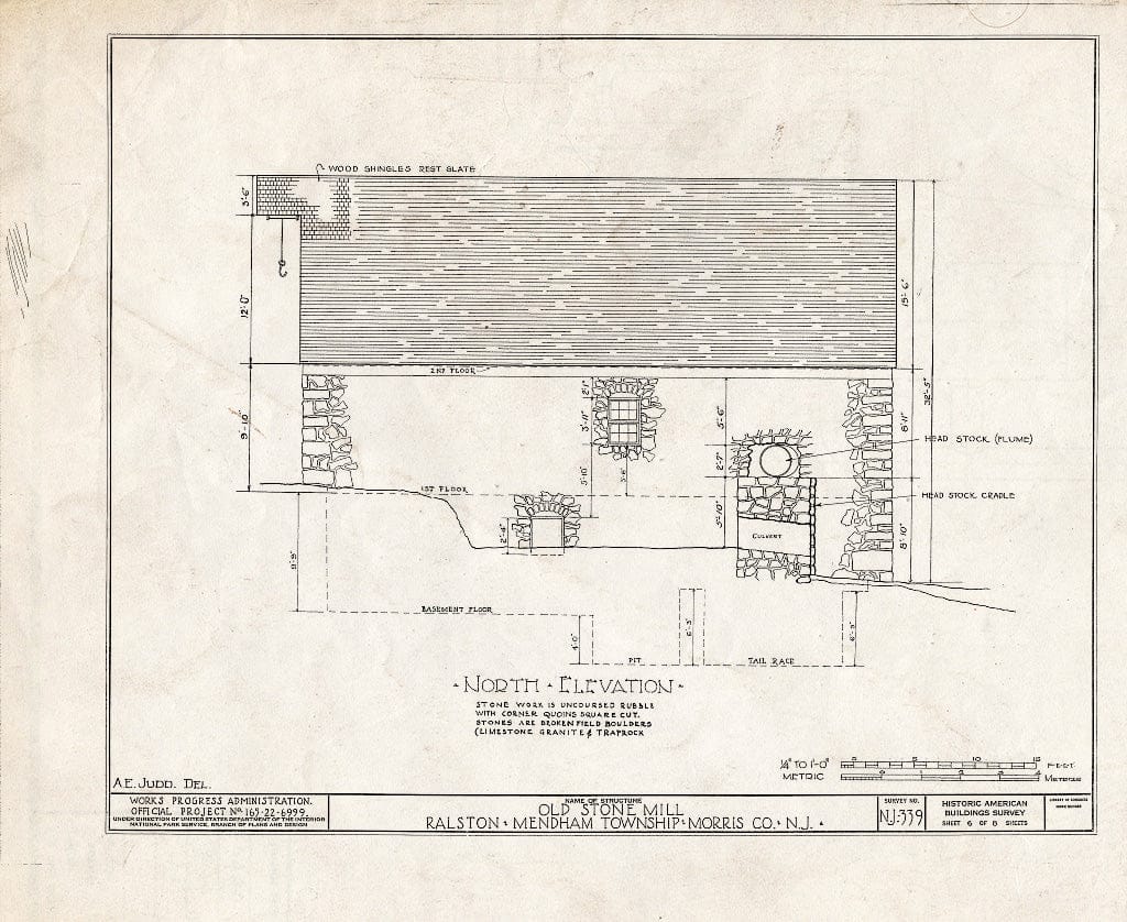 Blueprint HABS NJ,14-RAL,1- (Sheet 6 of 8) - John Ralston Mill, Ralston, Morris County, NJ