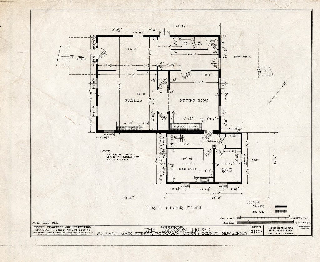 Blueprint HABS NJ,14-Rock,1- (Sheet 3 of 20) - Jackson House, 82 East Main Street, Rockaway, Morris County, NJ