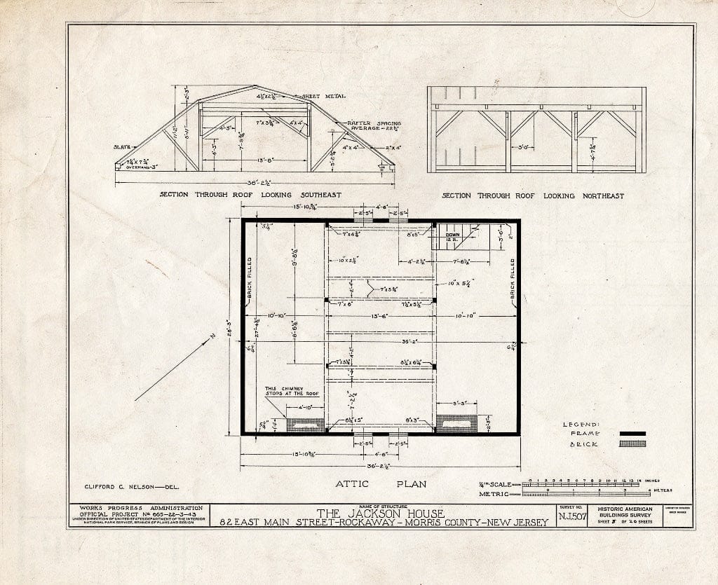 Blueprint HABS NJ,14-Rock,1- (Sheet 5 of 20) - Jackson House, 82 East Main Street, Rockaway, Morris County, NJ