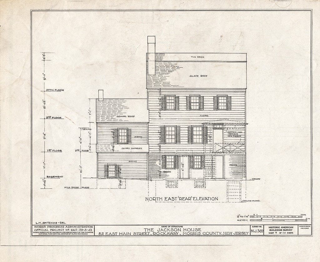 Blueprint HABS NJ,14-Rock,1- (Sheet 9 of 20) - Jackson House, 82 East Main Street, Rockaway, Morris County, NJ