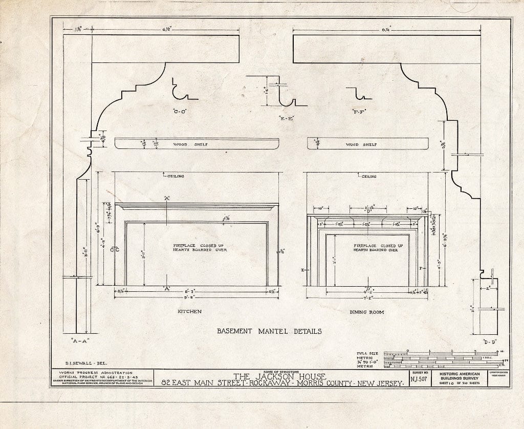 Blueprint HABS NJ,14-Rock,1- (Sheet 10 of 20) - Jackson House, 82 East Main Street, Rockaway, Morris County, NJ