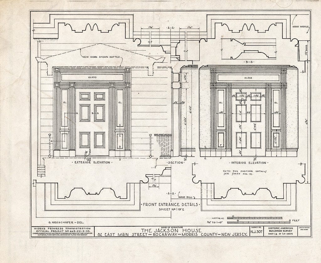 Blueprint HABS NJ,14-Rock,1- (Sheet 13 of 20) - Jackson House, 82 East Main Street, Rockaway, Morris County, NJ