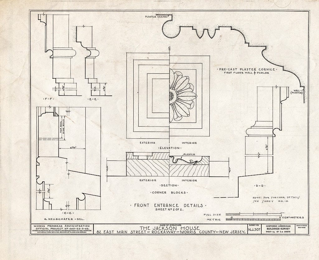 Blueprint HABS NJ,14-Rock,1- (Sheet 14 of 20) - Jackson House, 82 East Main Street, Rockaway, Morris County, NJ