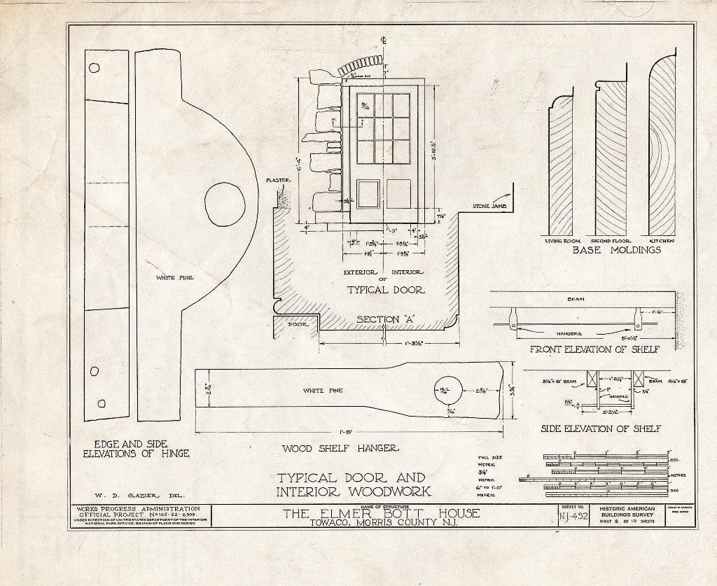 Blueprint HABS NJ,14-TOWA,1- (Sheet 8 of 10) - Elmer E. Bott House, State Highway No. 32, Towaco, Morris County, NJ