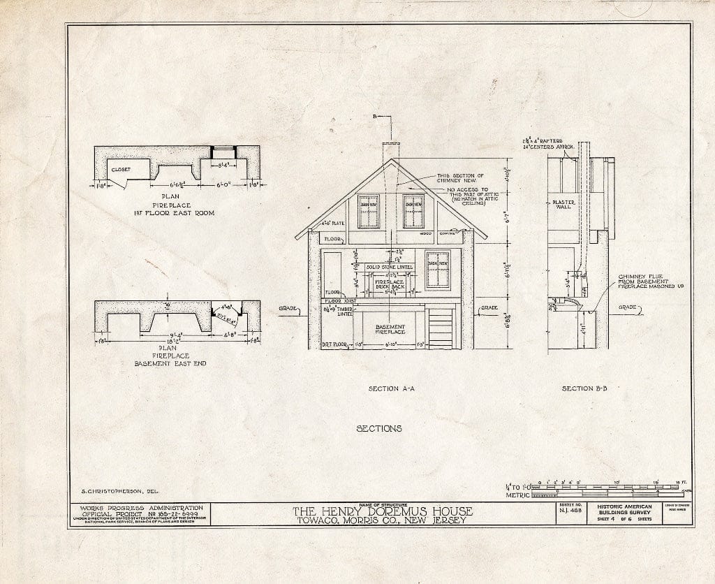 Blueprint HABS NJ,14-TOWA.V,2- (Sheet 4 of 6) - Henry Doremus House, State Route 32, Towaco, Morris County, NJ