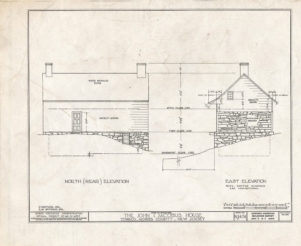 Blueprint HABS NJ,14-TOWA.V,1- (Sheet 3 of 7) - John T. Jacobus House, Towaco, Morris County, NJ