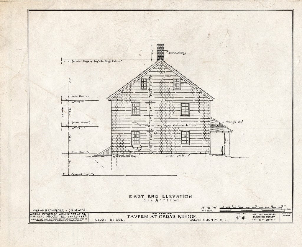 Blueprint HABS NJ,15-,1- (Sheet 6 of 18) - Cedar Bridge Tavern, Cedar Bridge, Ocean County, NJ
