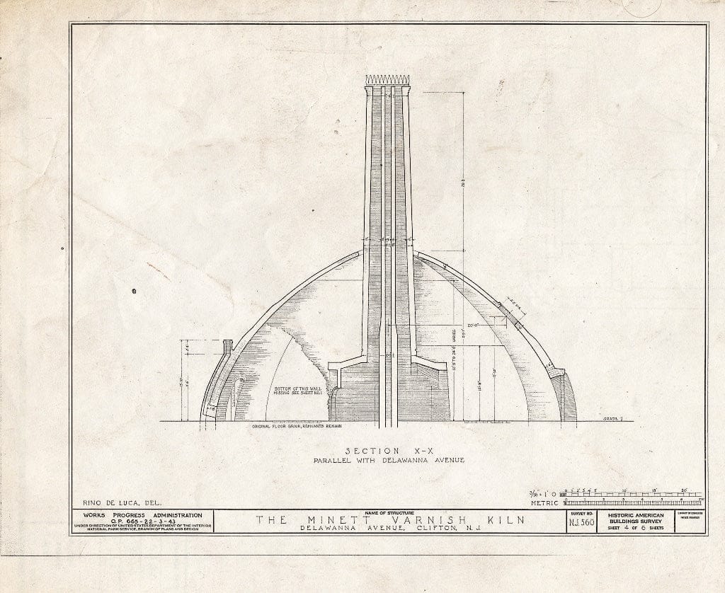 Blueprint HABS NJ,16-Clif,4- (Sheet 4 of 6) - Minett Varnish Kiln, Delawanna Avenue, Clifton, Passaic County, NJ
