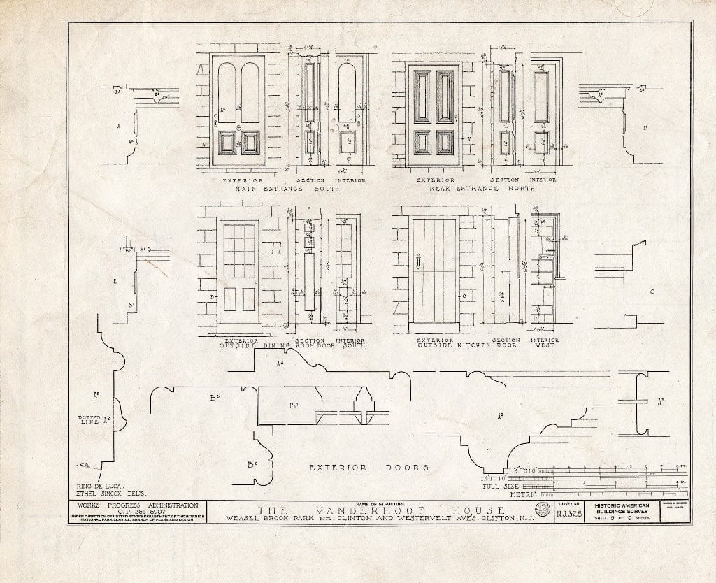 Blueprint HABS NJ,16-Clif,2- (Sheet 5 of 9) - Vanderhoof House, Weasel Brook Park, Clifton, Passaic County, NJ