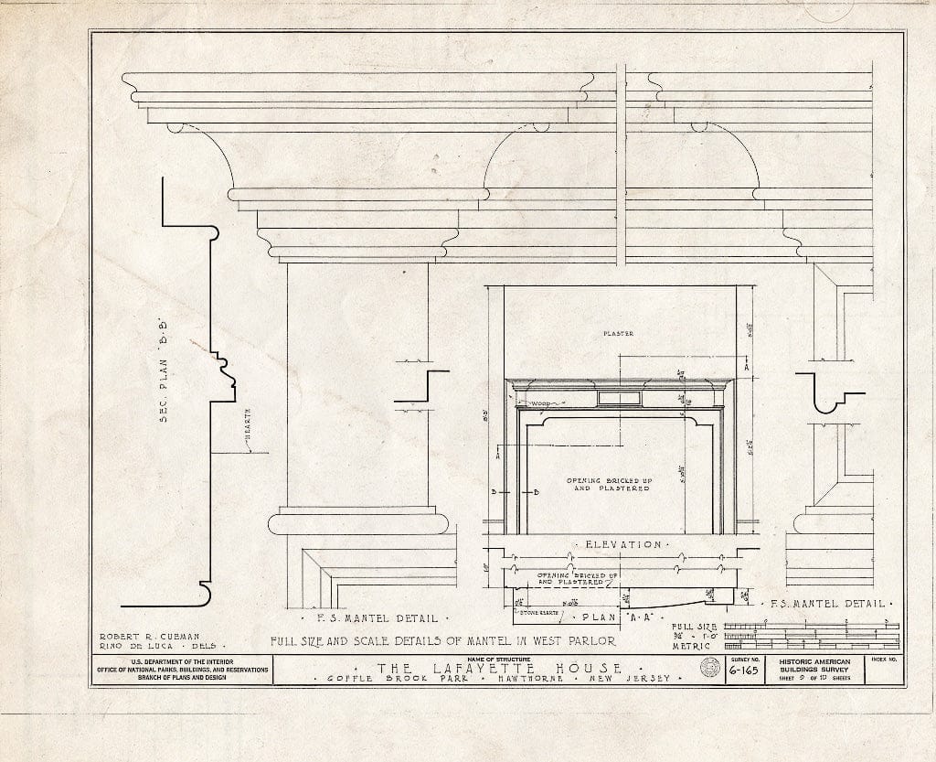 Blueprint HABS NJ,16-HAWTH,1- (Sheet 9 of 10) - Lafayette Headquarters, Goffle Brook Park, Hawthorne, Passaic County, NJ