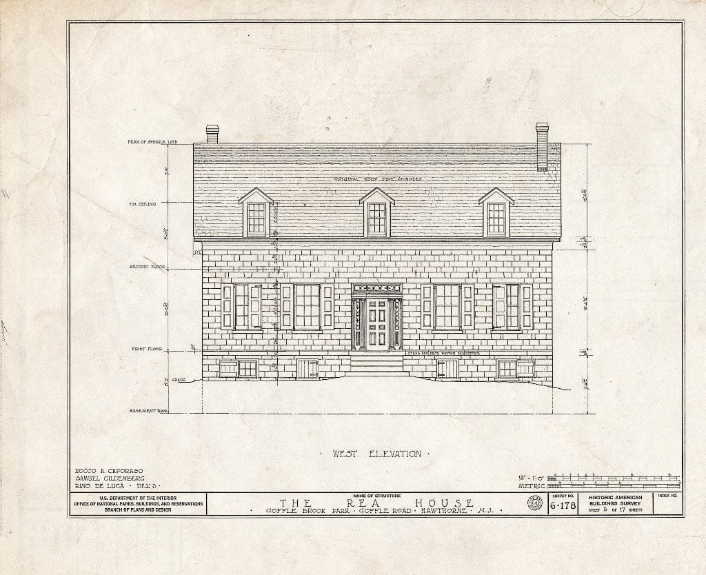 Blueprint HABS NJ,16-HAWTH,2- (Sheet 5 of 17) - John W. Rea House, 675 Goffle Road, Hawthorne, Passaic County, NJ