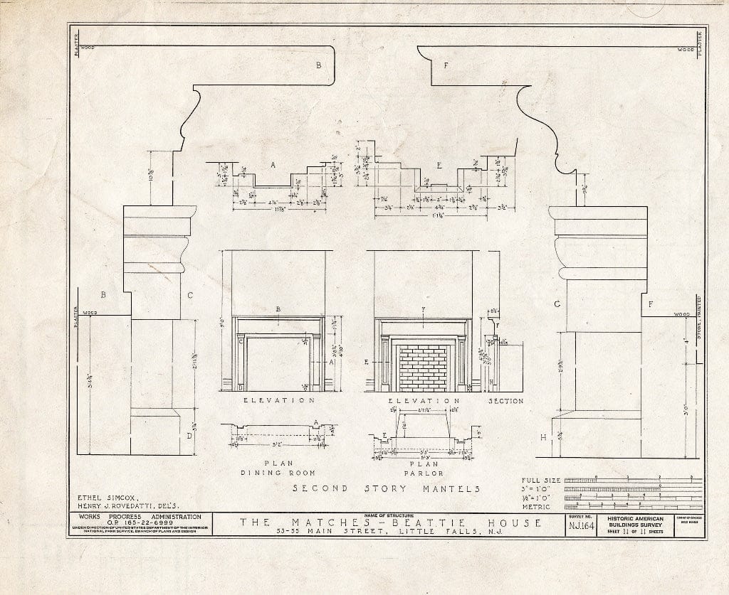 Blueprint HABS NJ,16-LITFA,1- (Sheet 11 of 11) - Matches-Beattie House, 53-55 Main Street, Little Falls, Passaic County, NJ