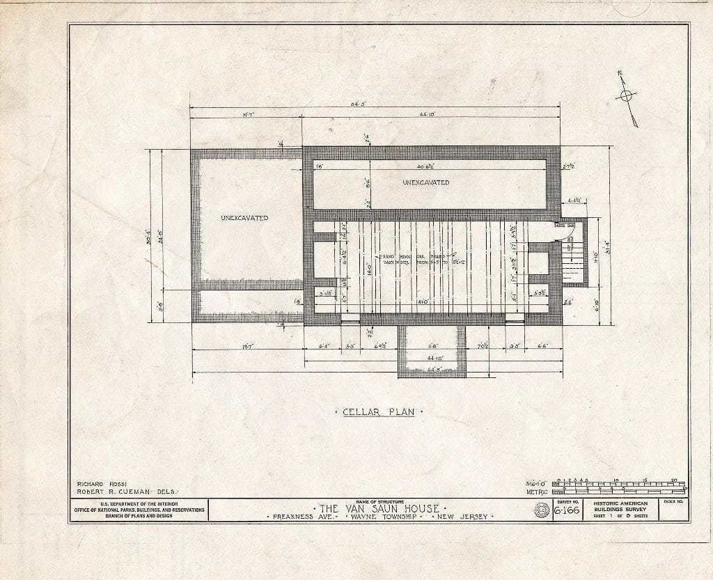 Blueprint HABS NJ,16-PREK,2- (Sheet 1 of 8) - Van Saun House, Preakness Avenue & Singac Brook, Preakness, Passaic County, NJ