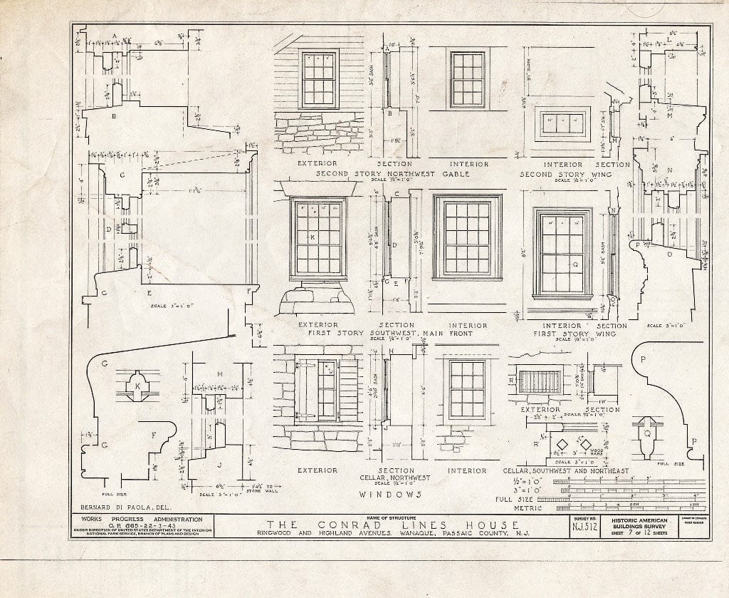 Blueprint HABS NJ,16-WANA,1- (Sheet 7 of 12) - Conrad Lines House, Ringwood & Highland Avenues, Wanaque, Passaic County, NJ