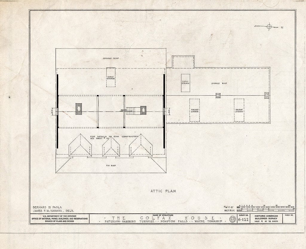 Blueprint HABS NJ,16-POMLA.V,1- (Sheet 4 of 16) - Schuyler-Colfax House, Paterson-Hamburg Turnpike, Pompton, Passaic County, NJ